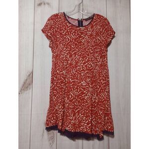 THML Anthopologie Red White Abstract‎ Mini Dress Womens Medium Short Sleeve